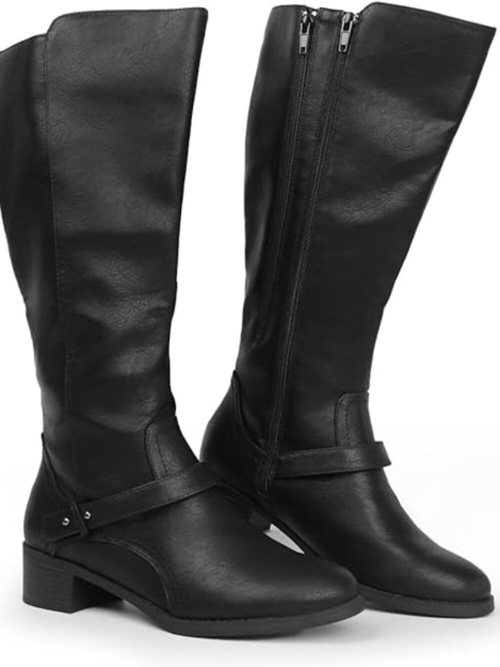 Women's Wide Calf Double Zipper Knee High Riding Boots 2416L Z6